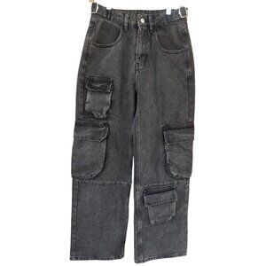YoungLa Cargo Jeans Small Women's Black Straight Leg Utility Skater